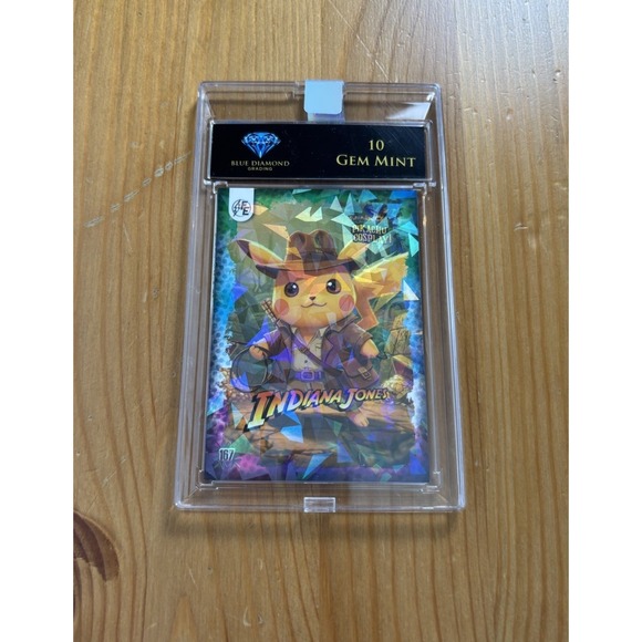 Other - Pokemon Pikachu Cosplay Indiana Jones Cracked Holo Blue Diamond Graded 10 GM